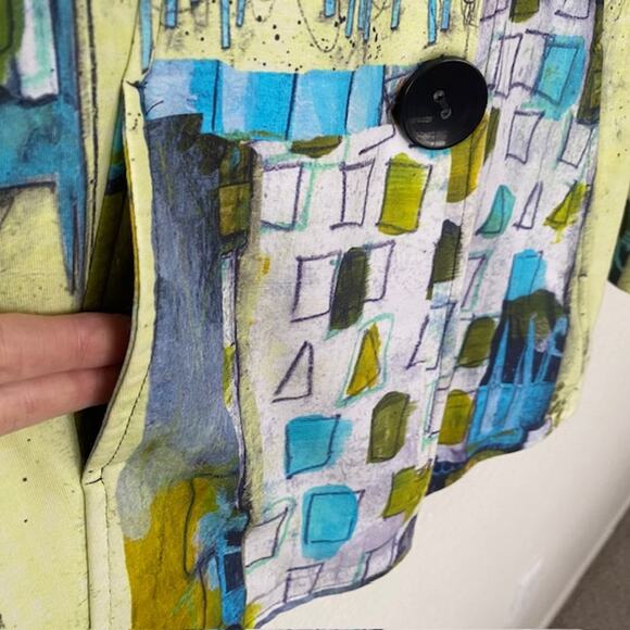 Simply Art by Dolcezza Button Up Jacket Colorful Abstract Artistic Boho Women XL - Picture 5 of 10